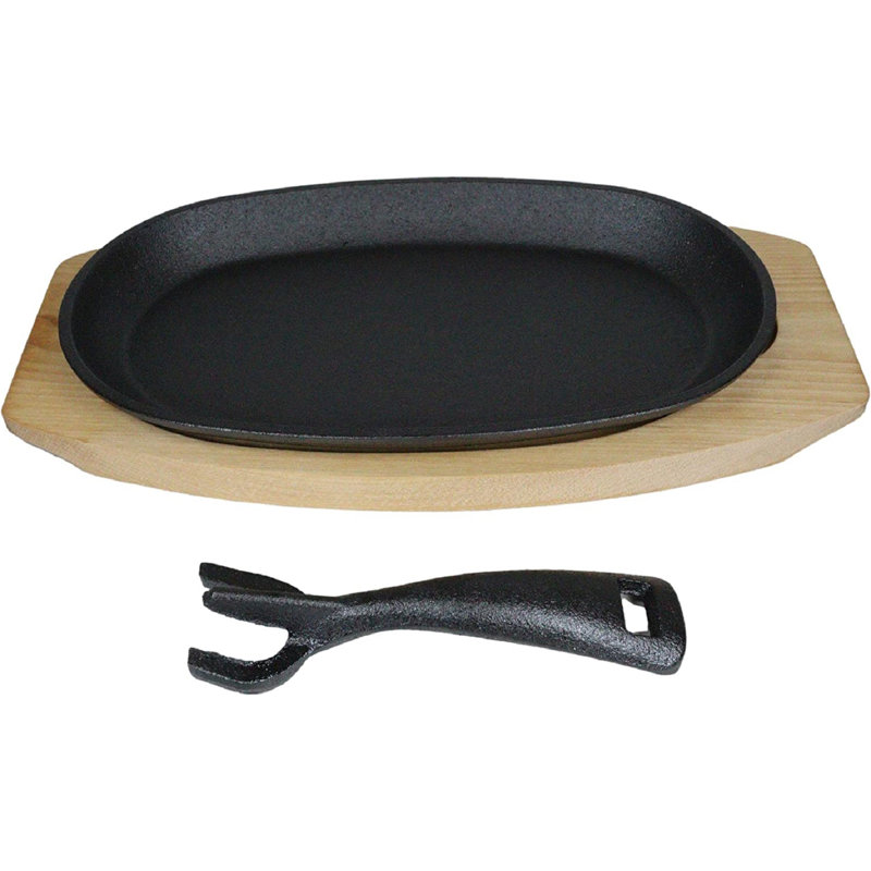 Poêle à fajita en fonte antiadhésive 5,5 po avec couvercle Red Barrel Studio®