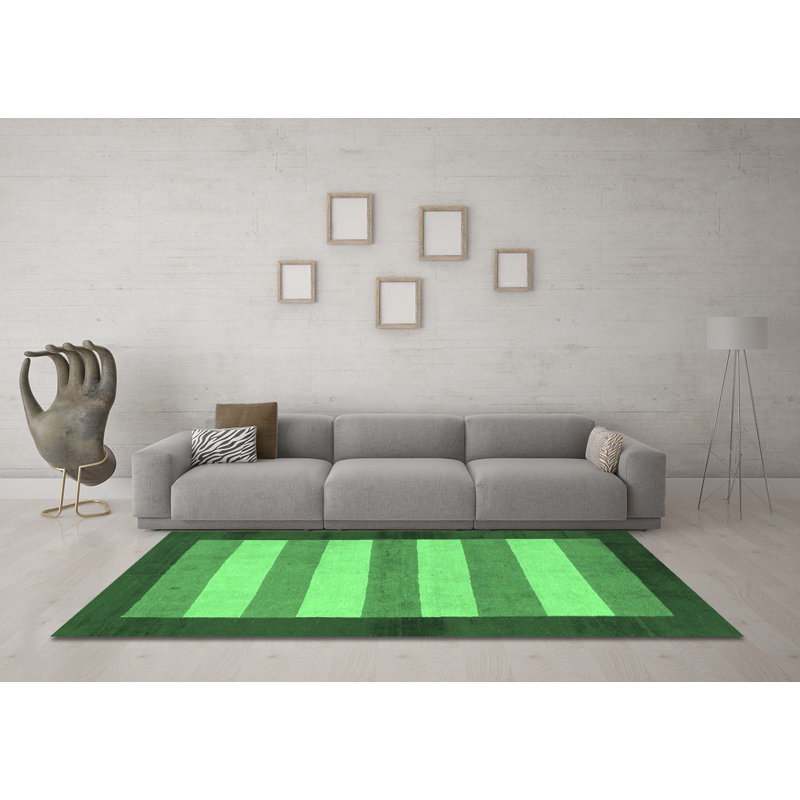 Washable Striped Indoor Rug, Square 4'
