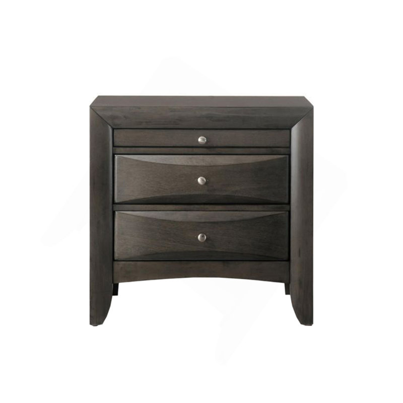 Transitional Nightstand With Drawer, Gray
