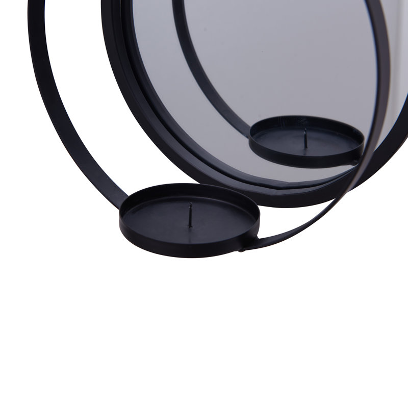 Applique ronde à bougie avec miroir