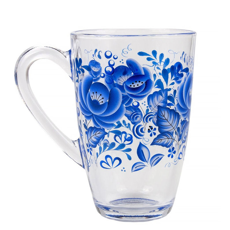 Ensemble de 4 tasses en verre bleues (330 ml)
