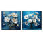 Ensemble de 2 fleurs blanches, bleues et décalées - collage carré floral-544805837-544805836