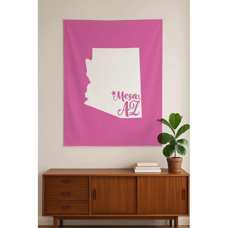 Home Sweet Mesa — Silhouette de l'État de l'Arizona — Tapisserie murale intérieure (portrait), 60" H x 51" W
