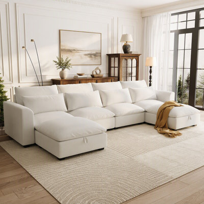U-shaped Freely Transformable Modular Corner Sofa with Two Ottomans, Suitable for Living Rooms, Studies, Home Theaters, and More(old sku:WY000462AAA)