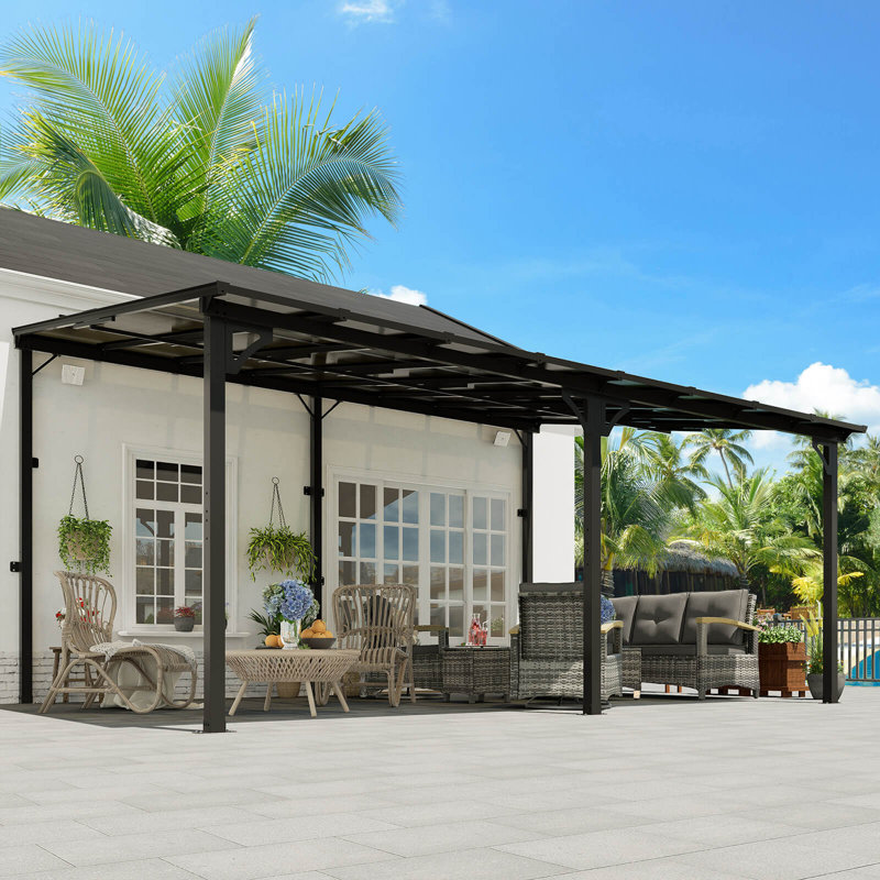 16 ft. x 12 ft. Black Aluminum Hard-Top Solar Gazebo