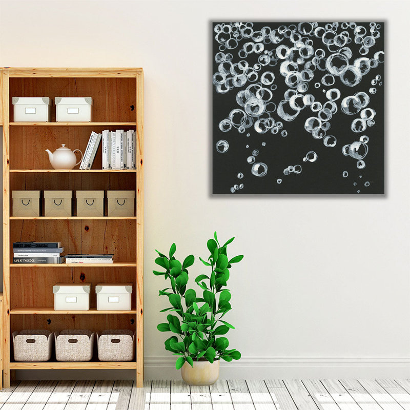 Bulles II, noir et blanc, reproduction d'art sur toile, H 40 po x l 40 po