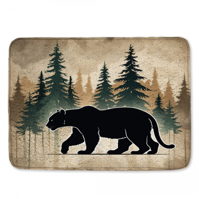 Bear In Forest Silhouette Bath Mat