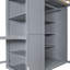 Lit mezzanine double avec garde-robe, bureau et tablettes en gris, transition harmonieuse vers un espace de rangement privé, améliorant la fonctionnalité de votre chambre à coucher-671022049