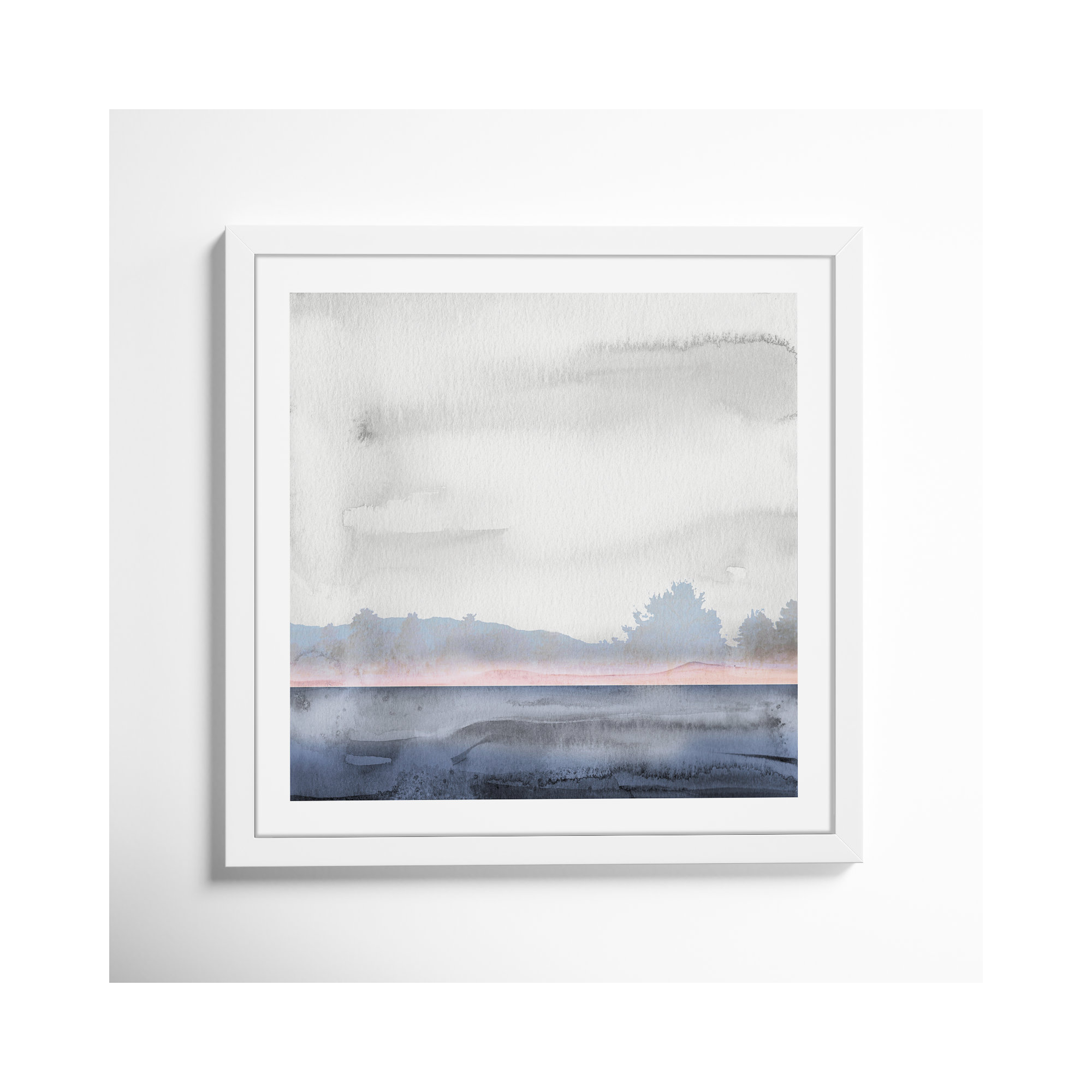 Rose Shores II - Painting, 33.5" H x 33.5" W x 1.25" D, White Framed
