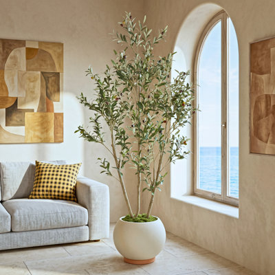 6ft Faux Olive Tree Artificial Indoor Tree, Realistic Olive Plant for Indoor Outdoor Decor