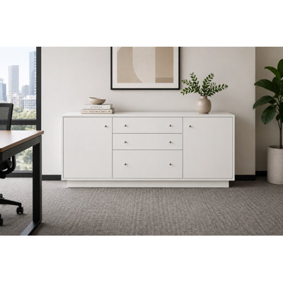 Bali 66" Black Veneer Fully Assembled Office Storage Credenza
