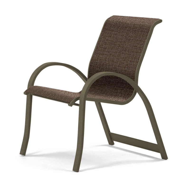 Aruba Stacking Patio Dining Armchair, White, Beachwood