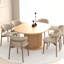 Table ronde en bois élégante pour 4 à 6 personnes, piètement texturé, en bois d'hévéa, table de salle à manger conviviale, table hexagonale extensible 6 places