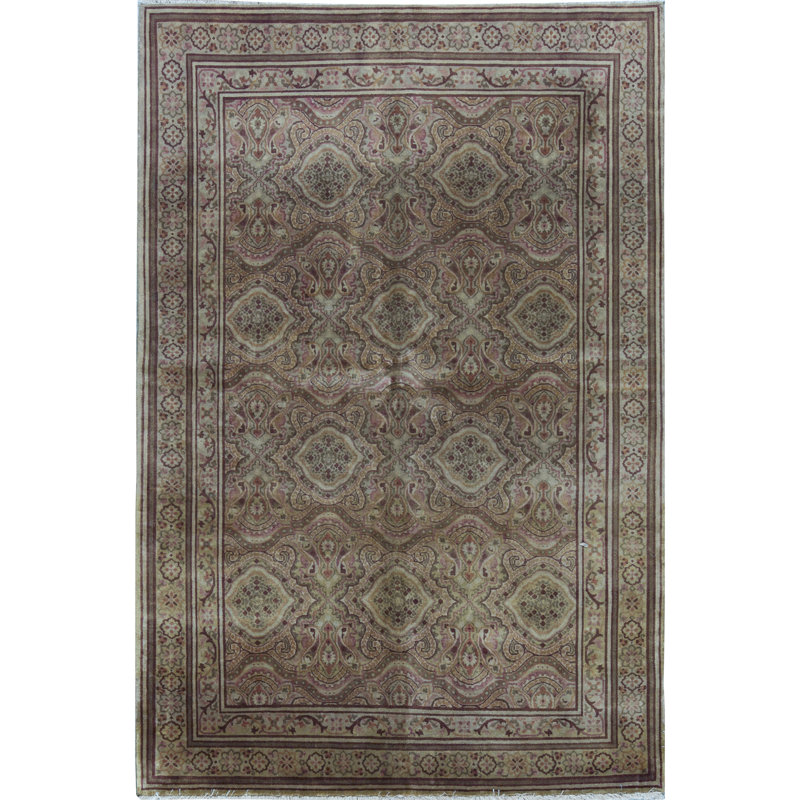 Tapis doré et doré de haute qualité noué à la main