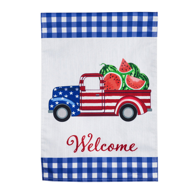 Drapeau de jardin patriotique à motif de pastèque en polyester 18 po x 13 po