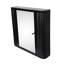Armoire à pharmacie de salle de bain murale avec miroir, 2 tablettes intérieures, look moderne, au-dessus de la toilette, fermeture sécurisée, acier, miroir à porte simple noir à installation rapide pour le rangement, style rustique fixe,