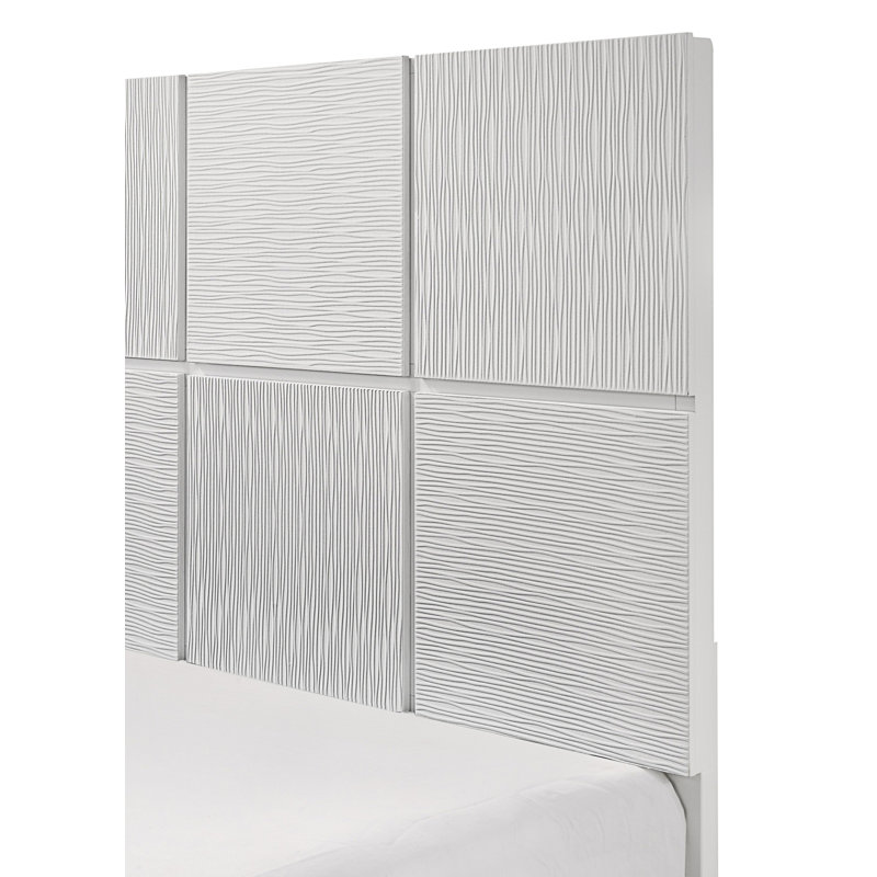 Lit grand format 1Pc avec tête de lit à panneaux géométriques