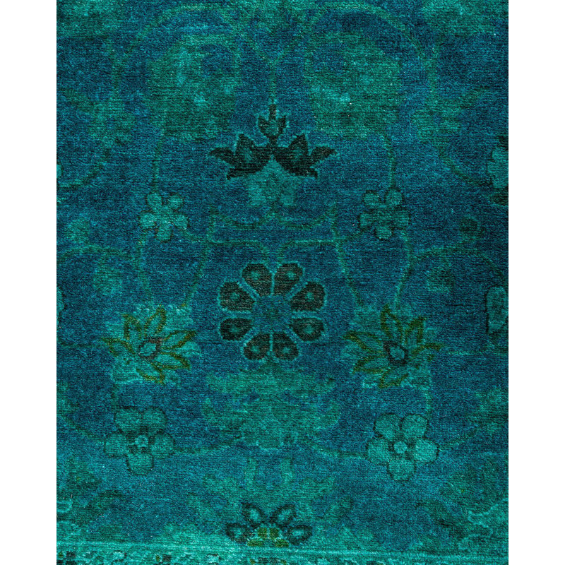 Hand-Knotted Blue Wool Rectangular Area Rug 3'3" x 5'2"