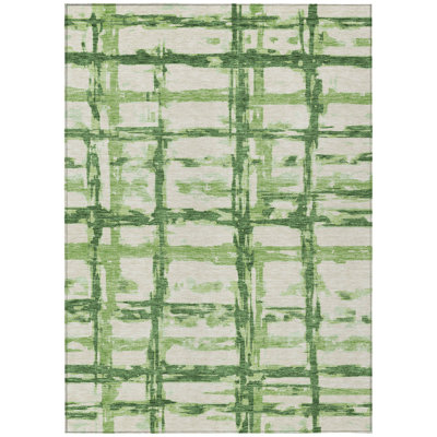 Tapis intérieur / extérieur rayé vert émeraude 3 pi x 5 pi artichaut