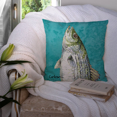 Striped Bass Fish 14" Throw Pillow