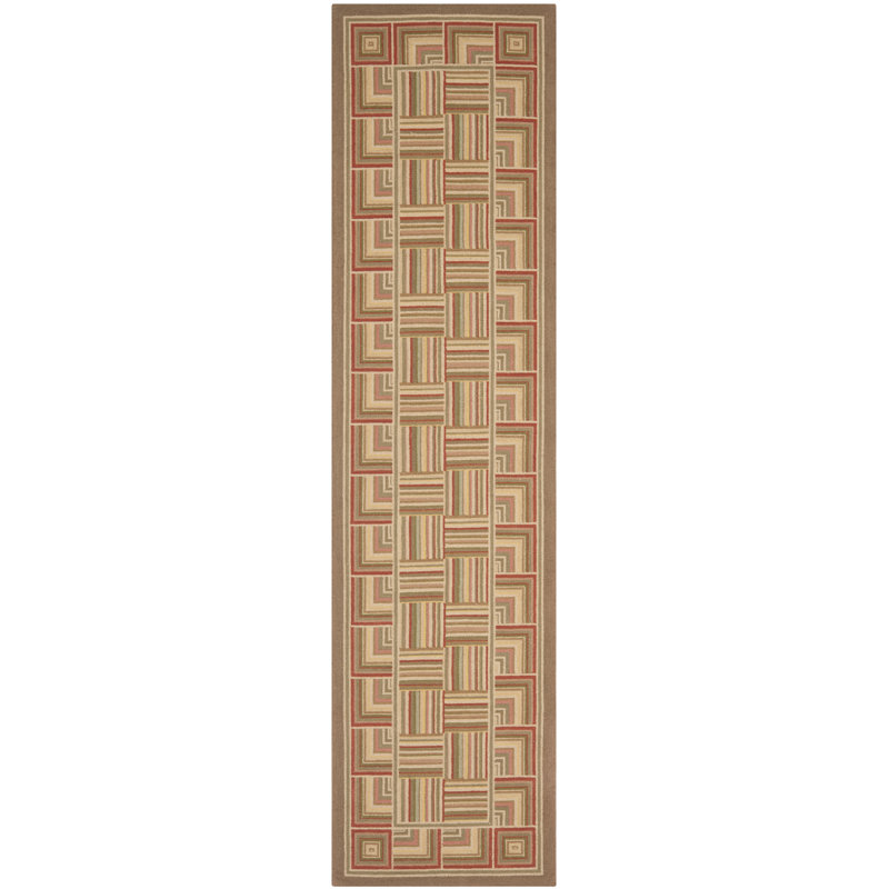 Tapis brun en laine crocheté à la main Avalon, Tapis de couloir 2 pi 6 po x 6 pi