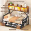 Lit de jour avec bibliothèque haute et 6 tiroirs de rangement, L 76,4 po x l 39 po x H 60,6 po-788009091-788009090