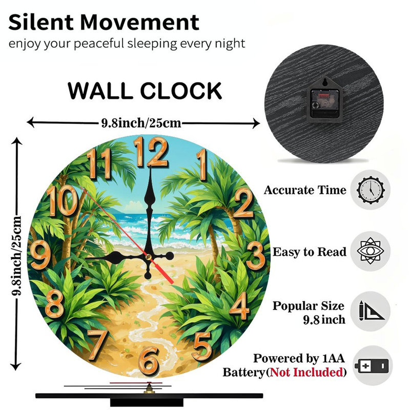 Horloge murale plage tropicale