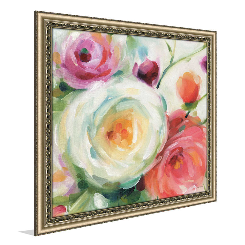 " Florabundance II ", 21.5" H x 21.5" W x 0.75" D, Champagne Framed
