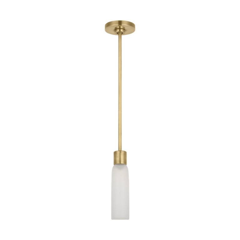 Kelly Wearstler Volver 1-light Small Pendant in Hand Rubbed Antique Brass, 17" H x 2.5" W, Antique Brass