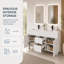 Base de meuble-lavabo double 48 po moderne ultrabrillant seulement, comptoir d'évier non inclus