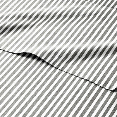 CoolMax Comfort Queen Sheet Set - Breathable Hotel Luxury Bedding - Deep Pocket Soft Wrinkle-Free Grey Stripes Sheets