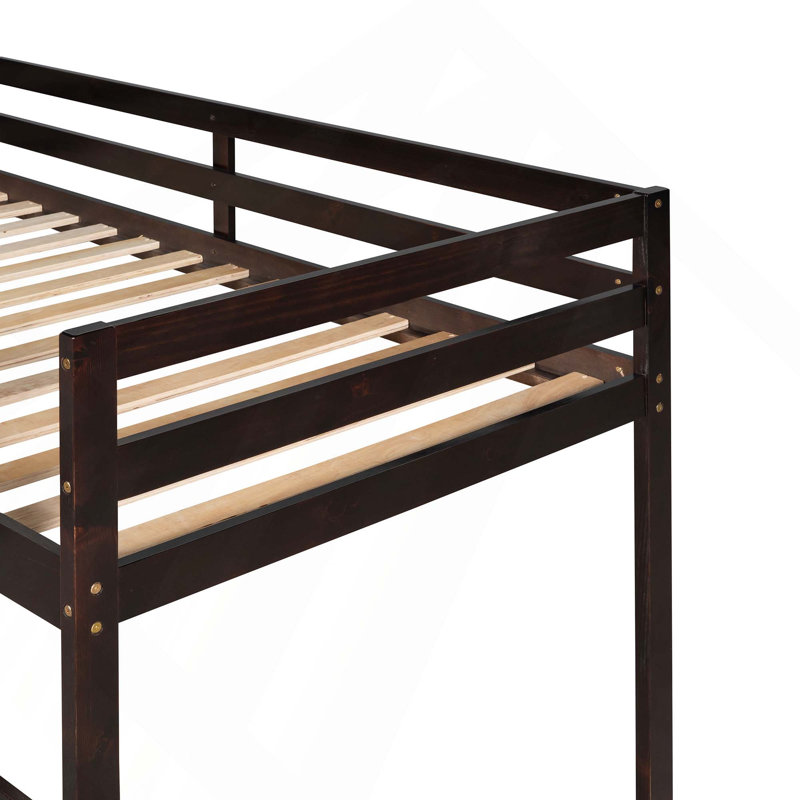 Lit mezzanine simple avec glissière multifonctionnel, Espresso