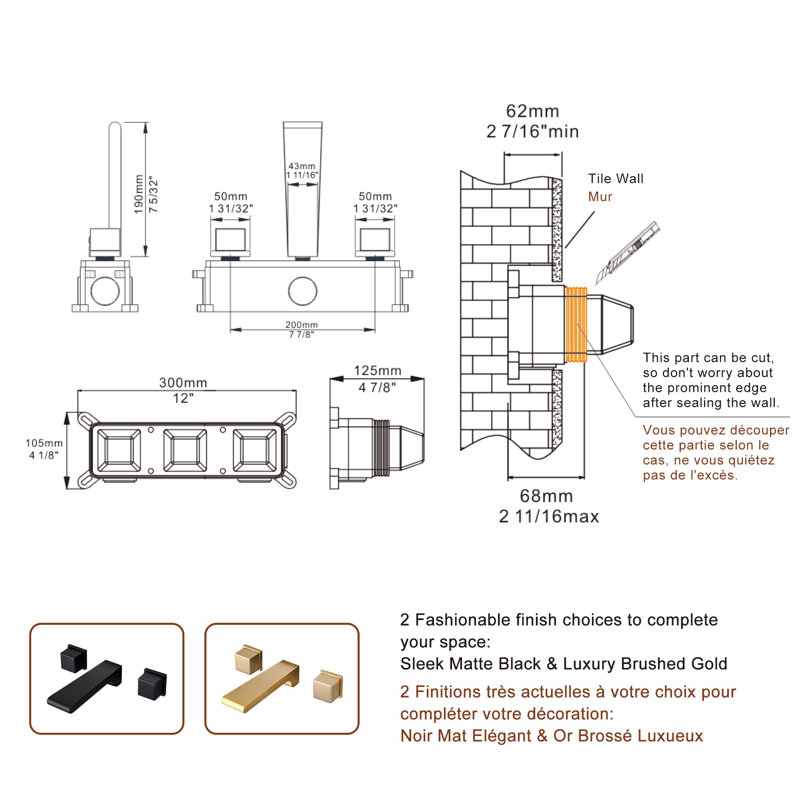 2-handle Bathroom Faucet, Gold