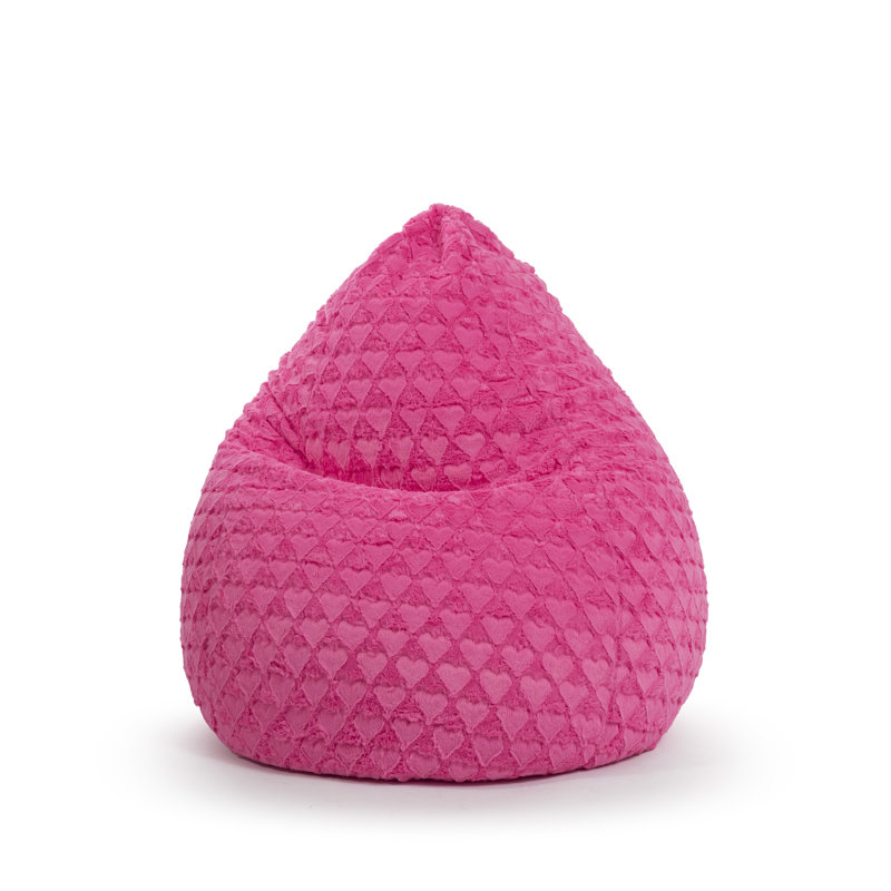 Faux Fur Fluffy Hearts Classic Bean Bag, Pink Velvet