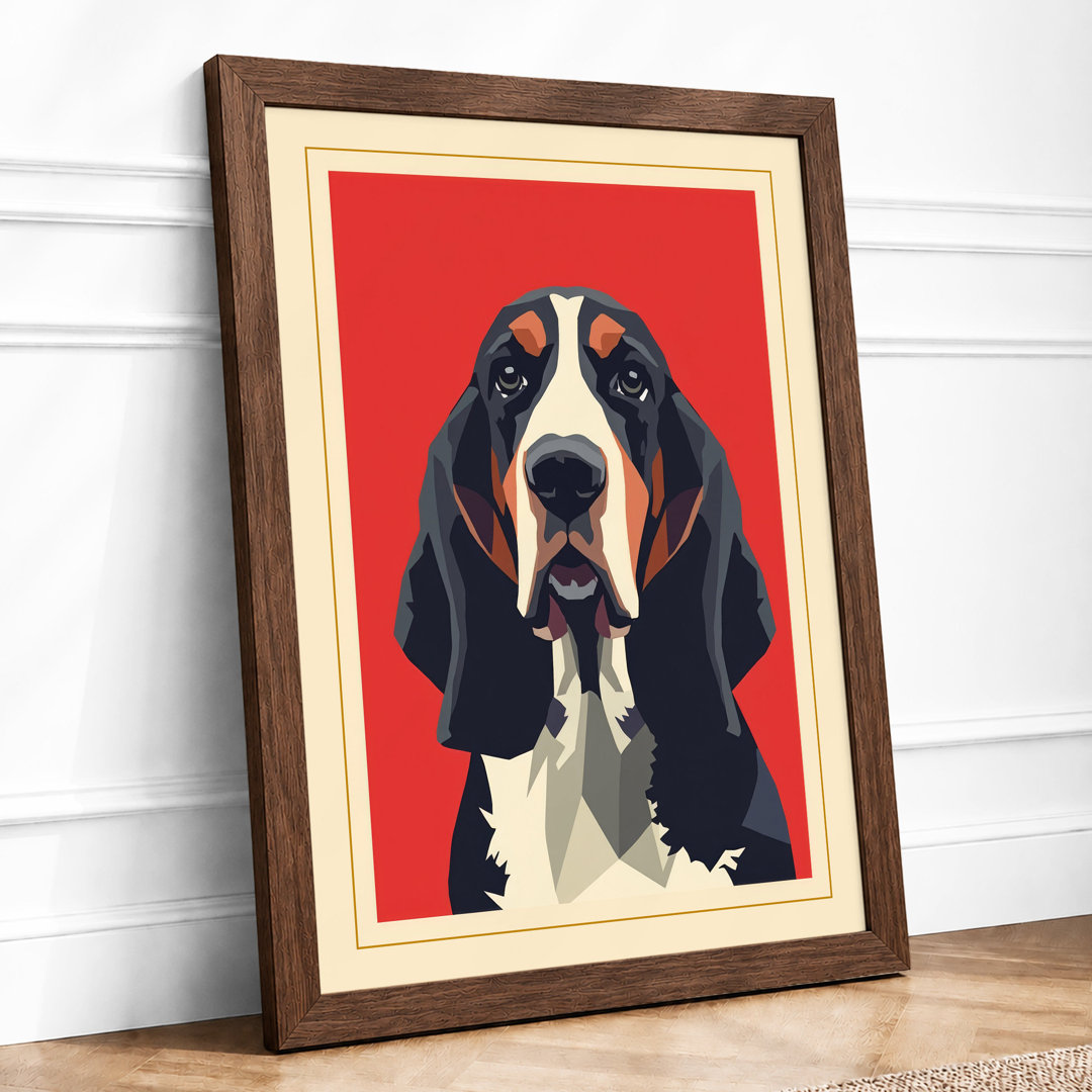 Basset Hound Portrait Modern - Framed Print