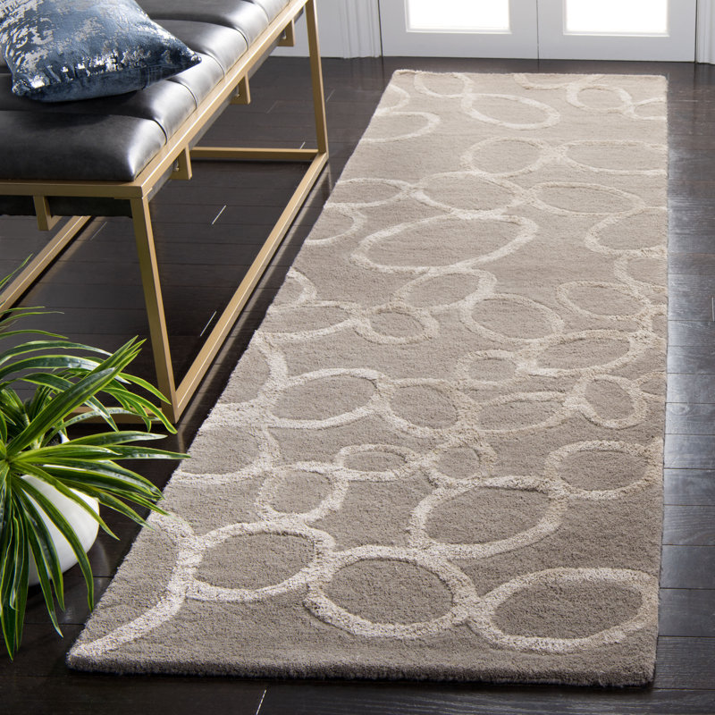 Tapis gris en laine / coton / viscose touffeté à la main Claudian, Rectangle 2 pi x 3 pi