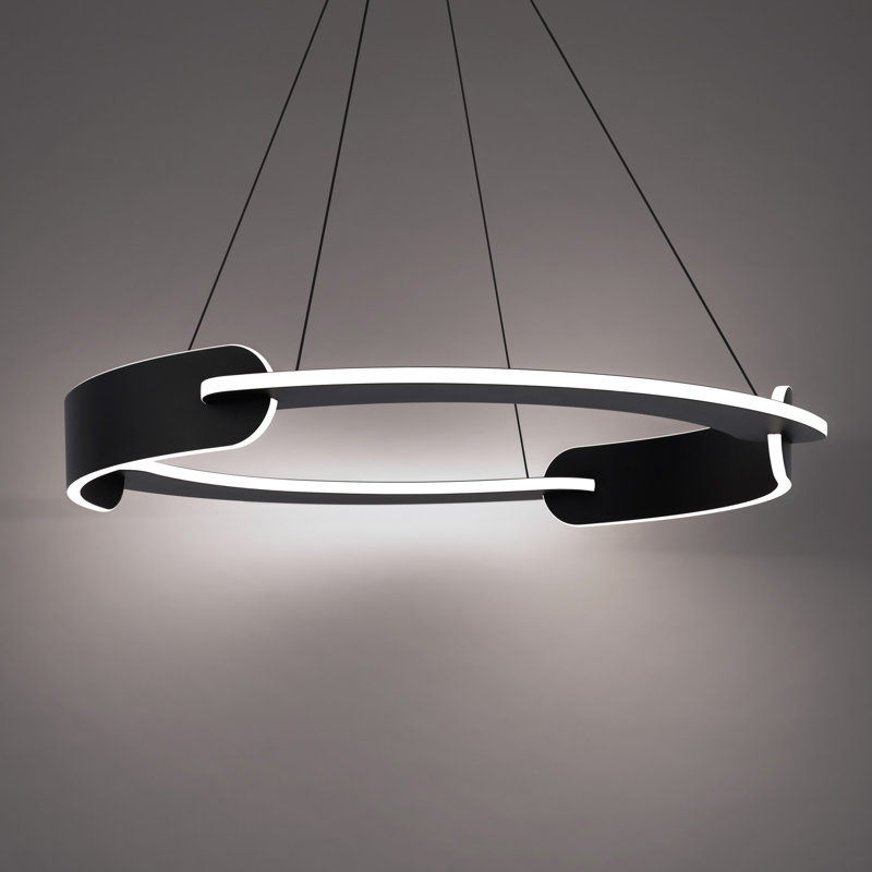Ilios 1 - Light LED Pendant, 3.5" H x 29" W x 29" D, Black
