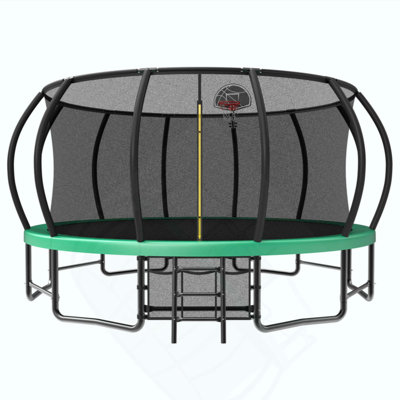 Outdoor Trampoline for Kids and Adults, Pumpkin Trampolines with Curved Poles,Heavy Duty Trampoline Anti-Rust Coating ASTM Approval