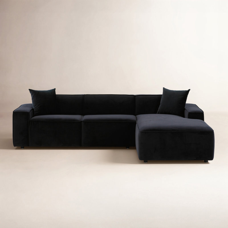 Tov Furniture Olafur Cream Linen Sectional - RAF, Right Hand Facing, Black Linen