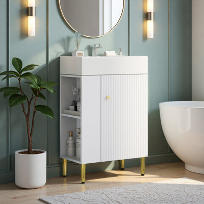 Meuble-lavabo blanc 21,6 po, armoire combinée