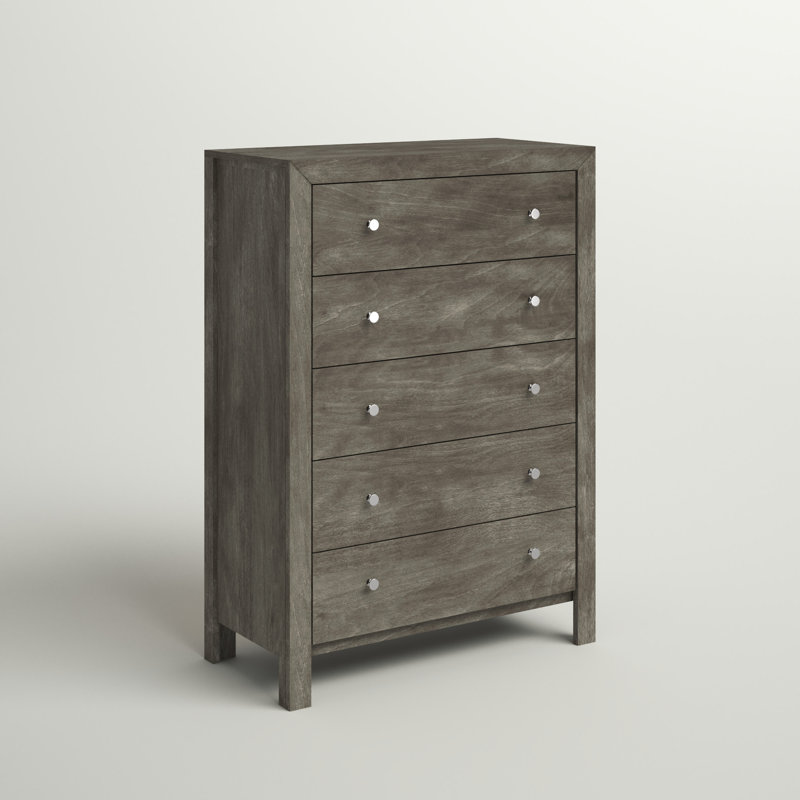 Baer 34'' W 5 - Drawer Dresser, Gray