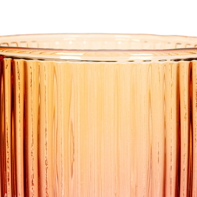 Ribbed Glassware Set Handblown Glass in Pink and