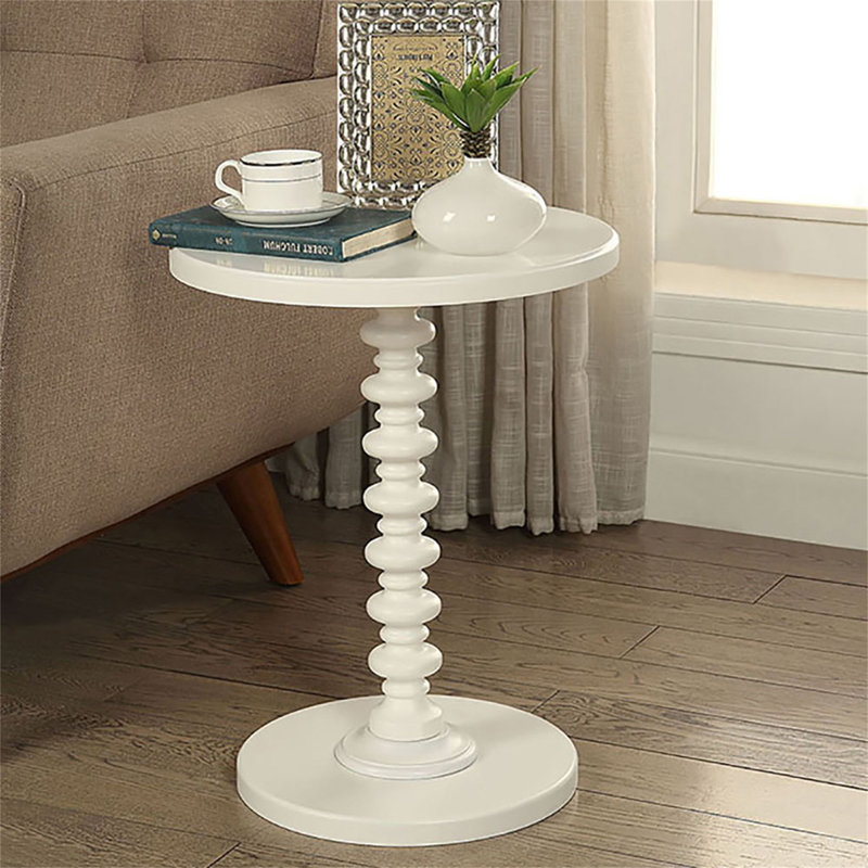 Table d'appoint blanche ronde en bois