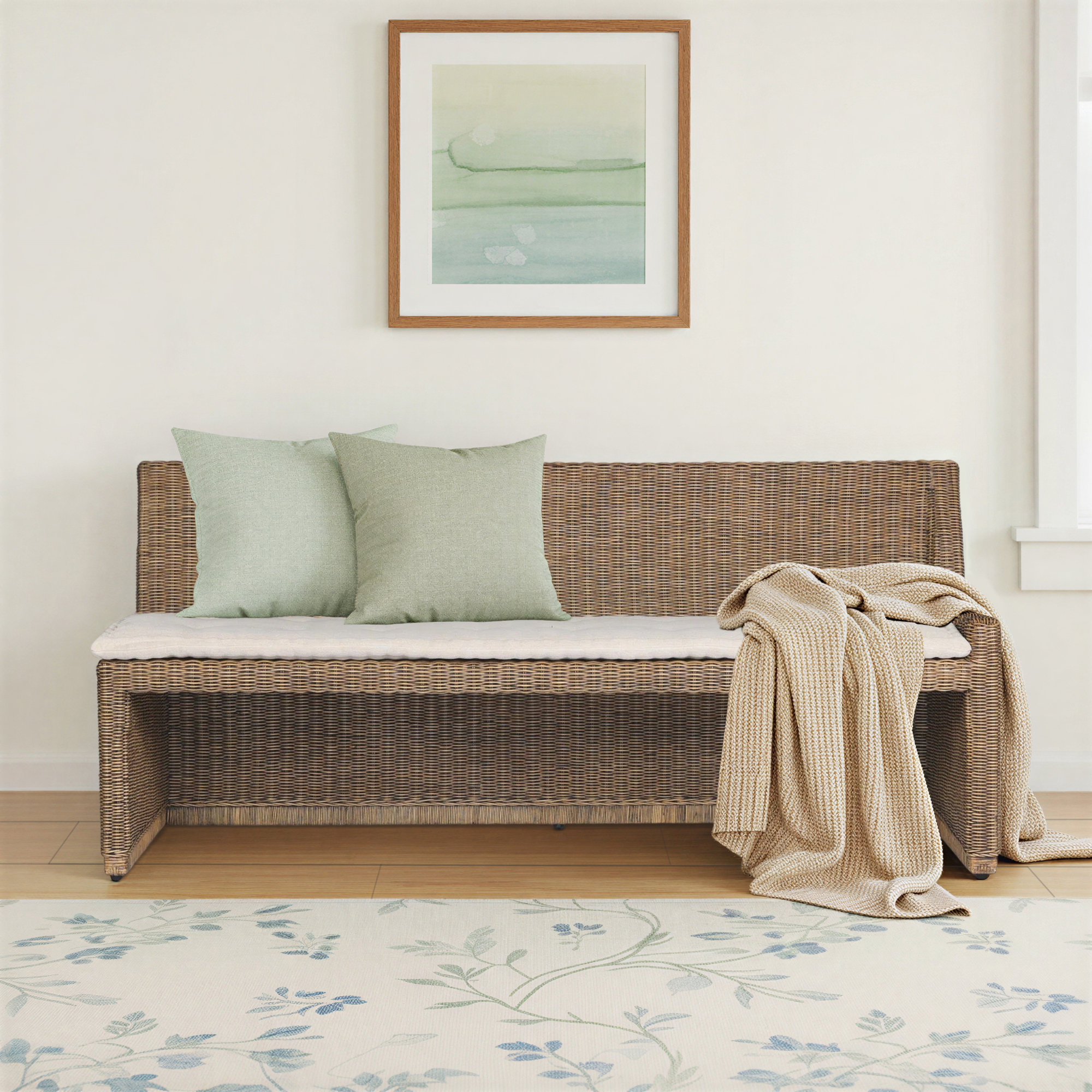 Senna Woven Dining Bench, 33" H x 72" W x 26.25" D