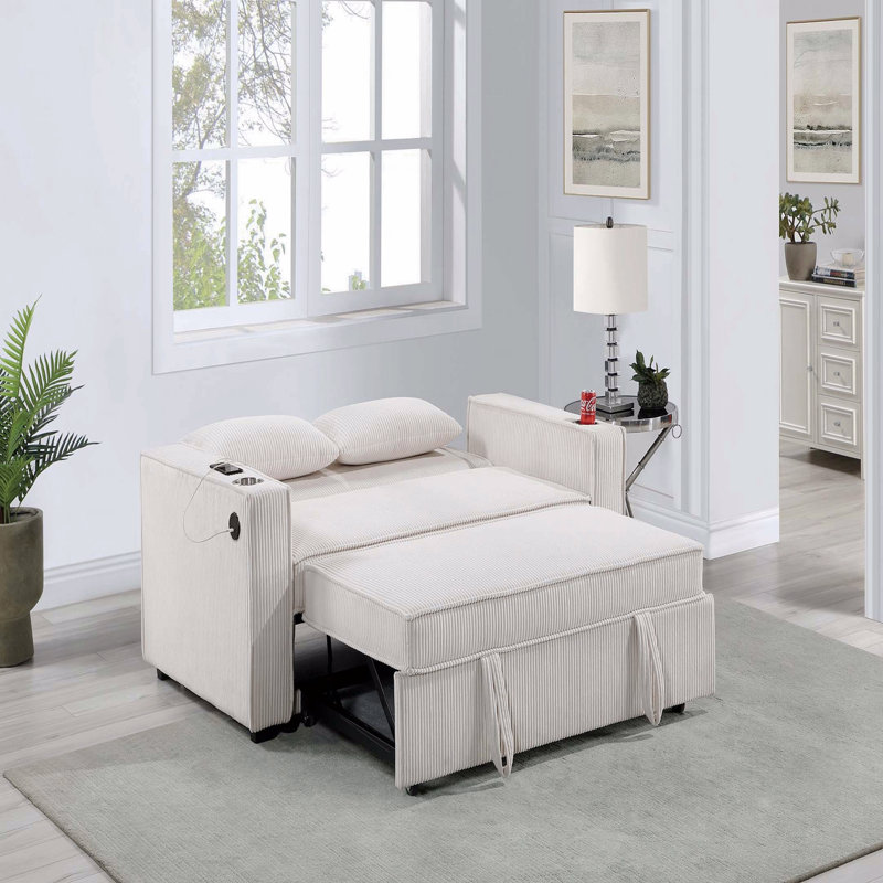 Canapé convertible en Corduroy, Beige