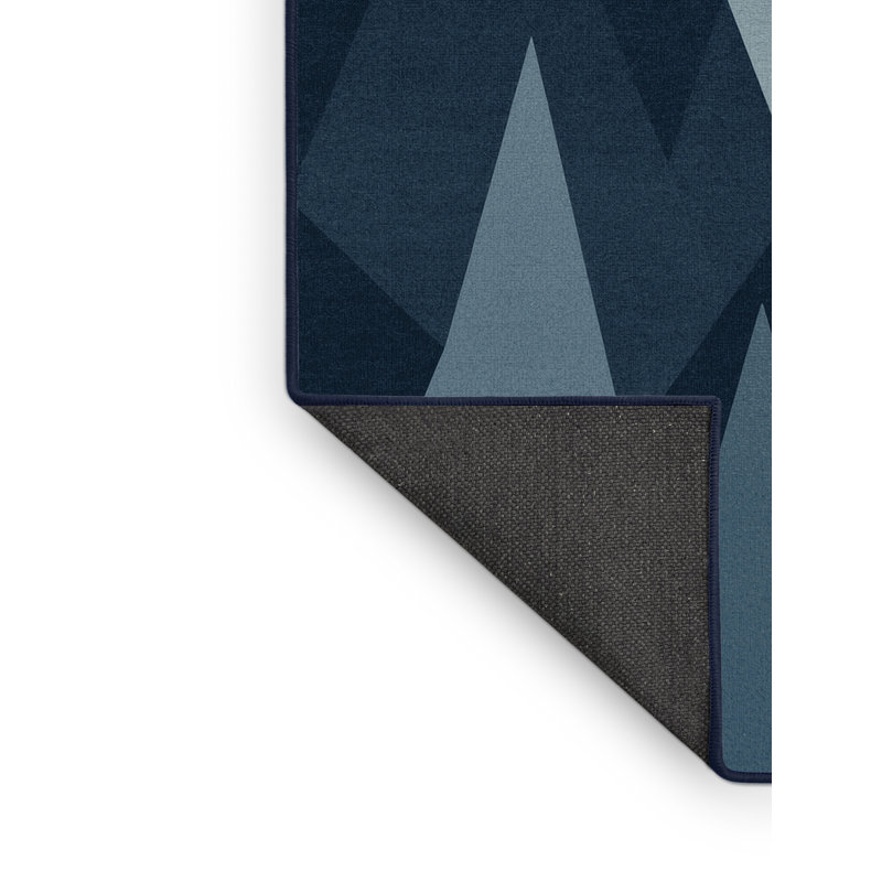 Soft Plush Tonnele Minimalist Geometric Area Rug in Grey – Navy Binding, 4x6