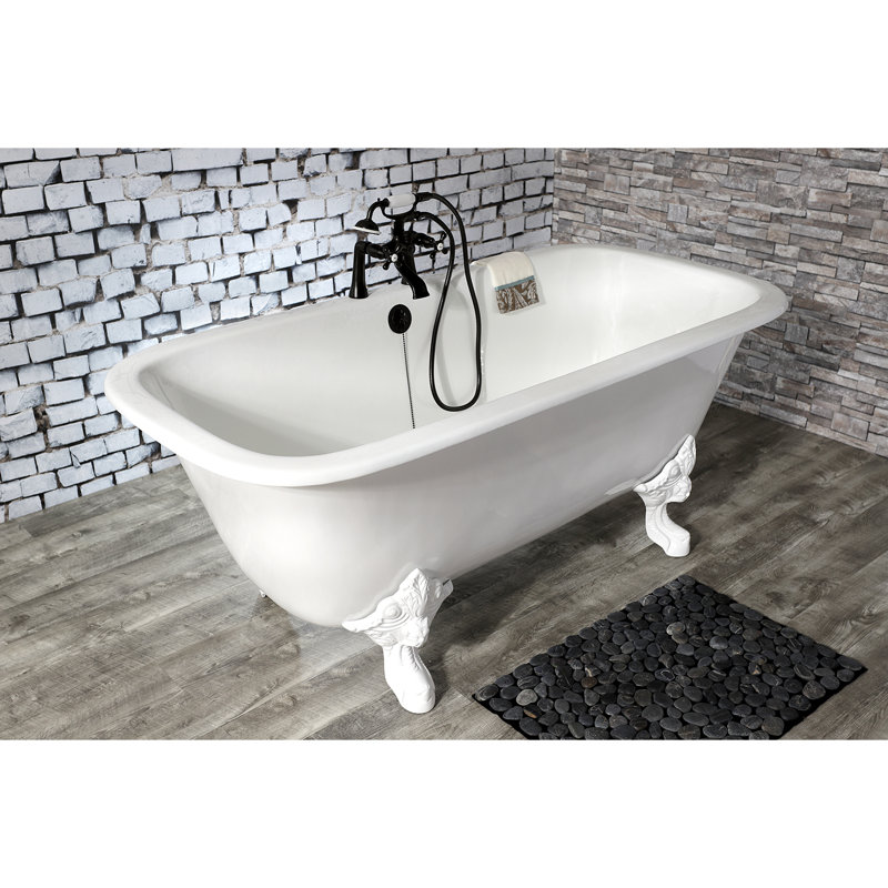 Baignoire sur pattes rectangulaire en fonte 67 pouces Kingston Eden Aqua Brass