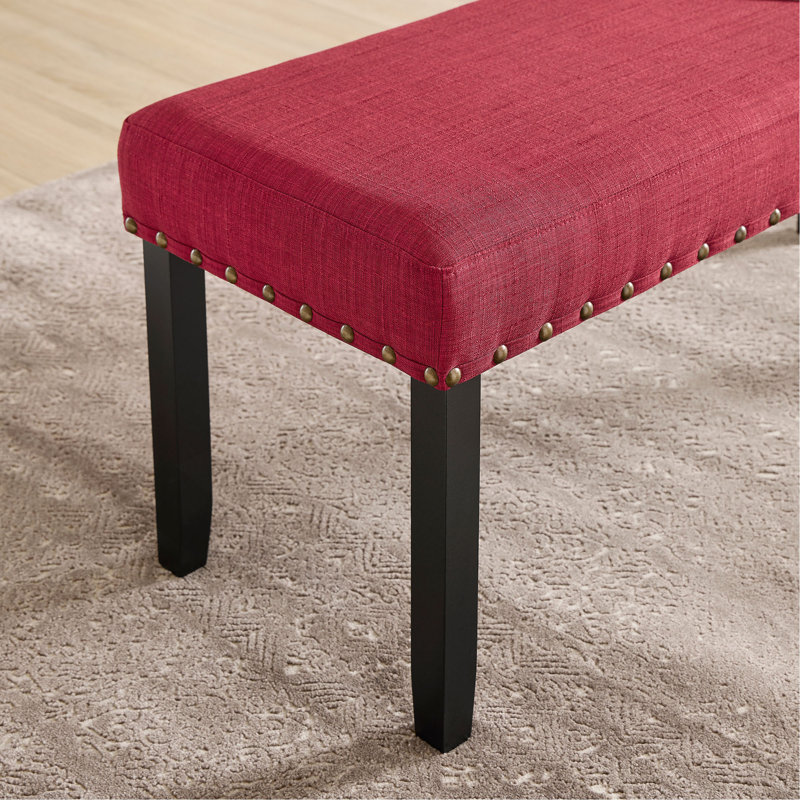 Fabric Dining Bench with Nailhead Trim, Rouge