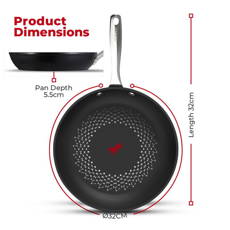Tower SmartStart Ultra Forged 28cm Aluminium Frying Pan with Easy Clean Aeroglide Non-Stick, 15x Stronger, Induction Compatible, Oven Safe up to 220°, Long Lasting, PFOA Free