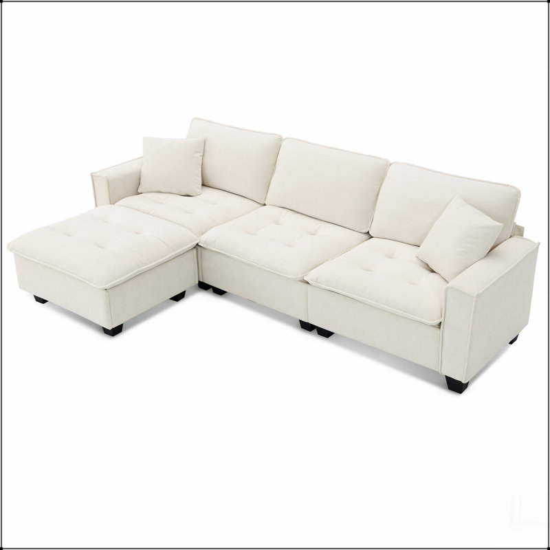 Canapé modulaire convertible 100 x 59 po, ensemble de canapé en L réversible, Beige